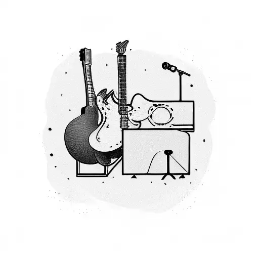 Guitar Neck And Piano Keyboard And Text Banner