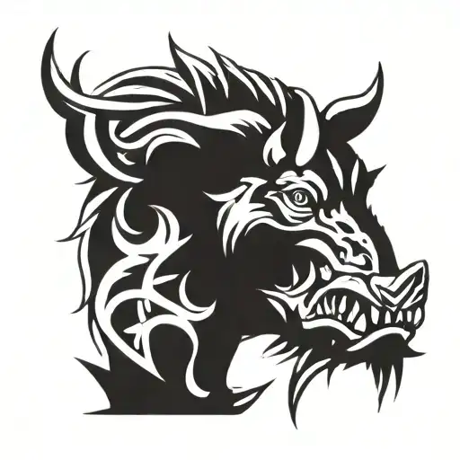 Irish Celtic Boar Head Angry Tongue