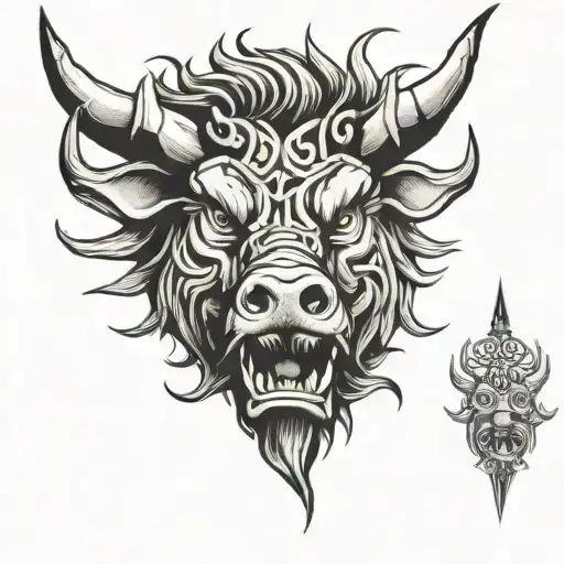 Irish Celtic Boar Head Angry