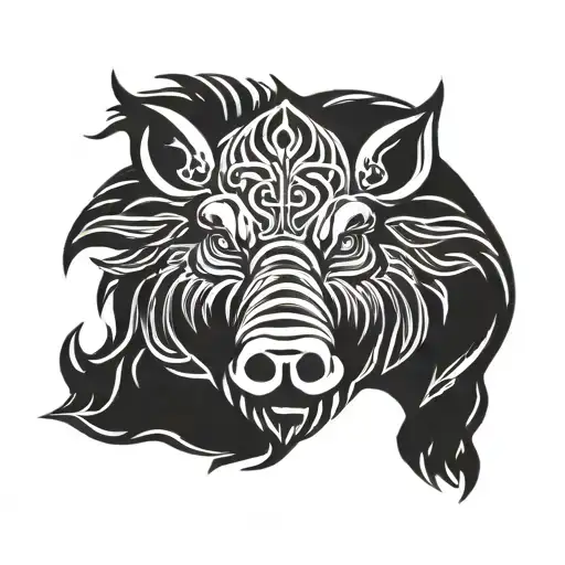 Irish Celtic Boar Head Angry