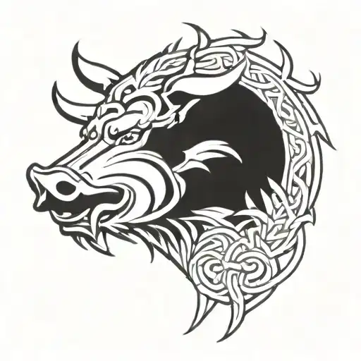 Irish Celtic Boar Head Angry