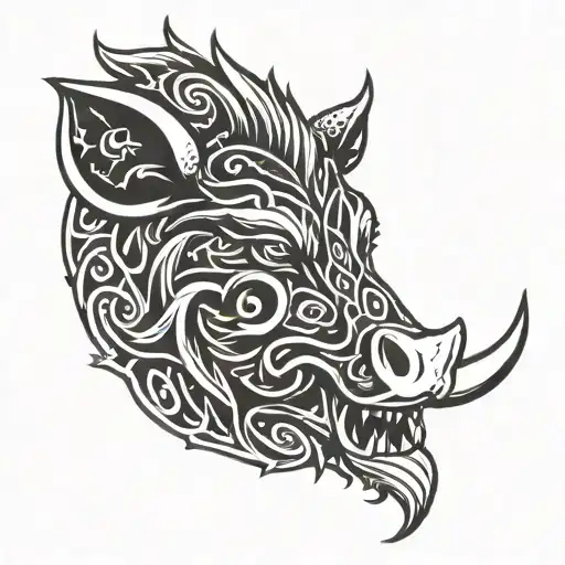 Irish Celtic Boar Head Angry