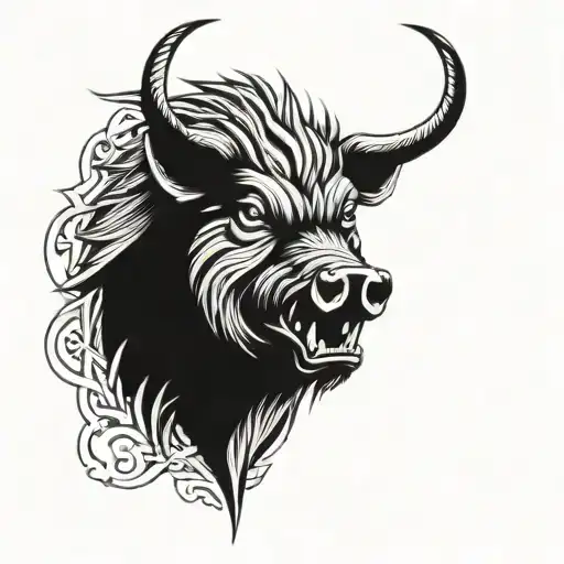Irish Celtic Boar Head Angry