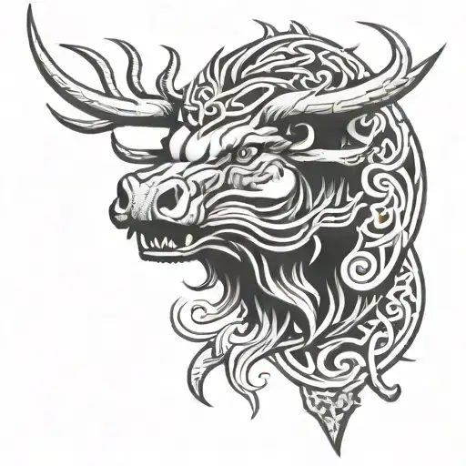 Irish Celtic Boar Head Angry