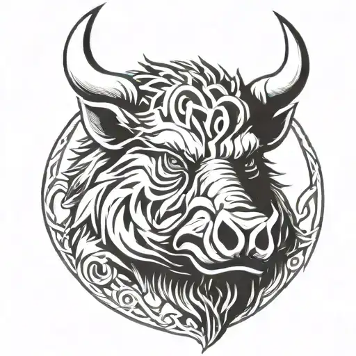 Irish Celtic Boar Head Angry