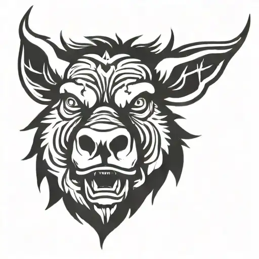 Irish Celtic Boar Head Angry