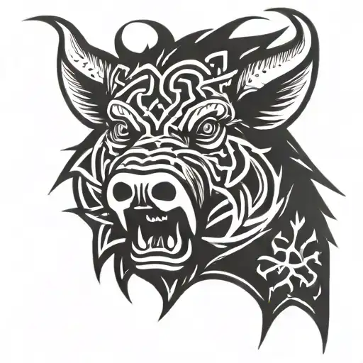 Irish Celtic Boar Head Angry