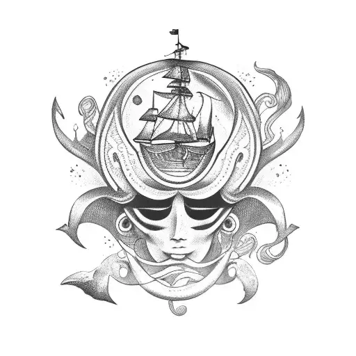 Mermaid And Ship's Helm