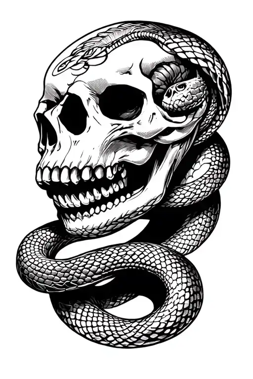Skull With Cobra Snake