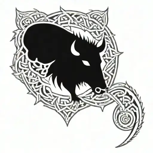Angry Irish Celtic Boar Head