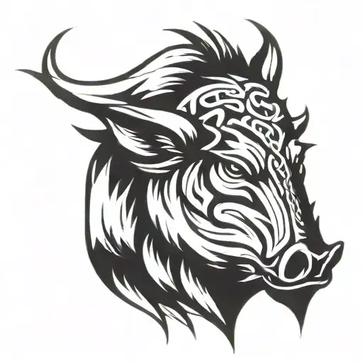 Angry Irish Celtic Boar Head