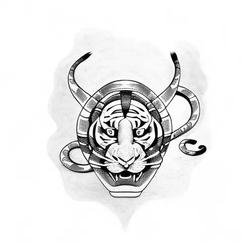 Tigger And Snake Figth Fire