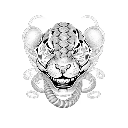 Tigger And Snake Figth Fire