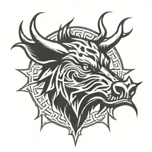 Angry Celtic Boar Head