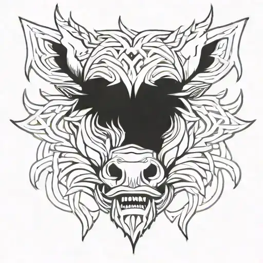 Angry Celtic Boar Head