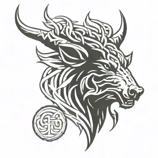 Angry Celtic Boar Head