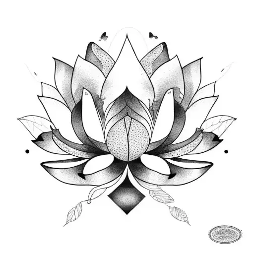 Lotus Flower Petals With Ohia Lehua Flower Coming Out Of The Middle