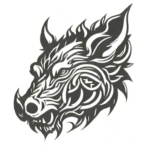 Angry Celtic Boar Head