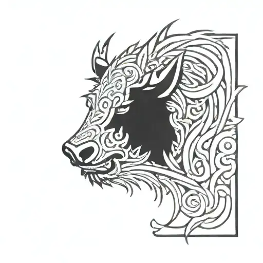 Angry Celtic Boar Head