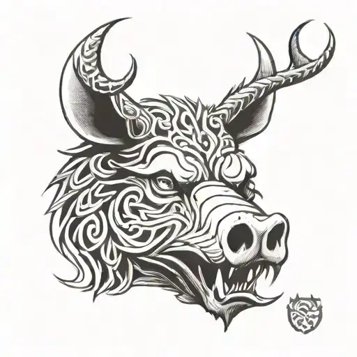 Angry Celtic Boar Head