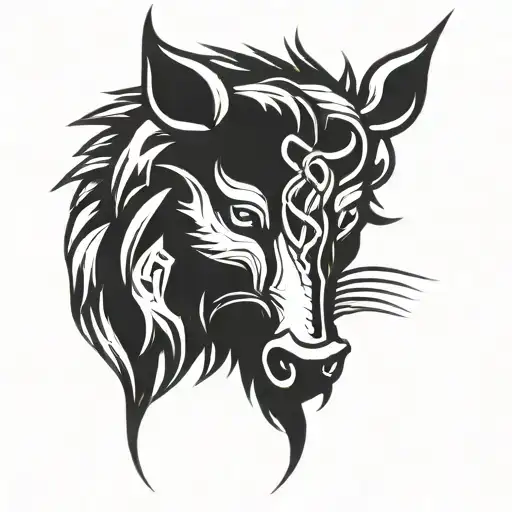 Angry Celtic Boar Head