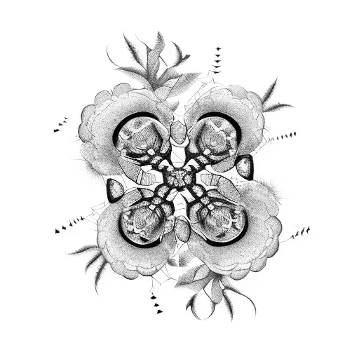 Black Widow Spiders With Webs And Flowers