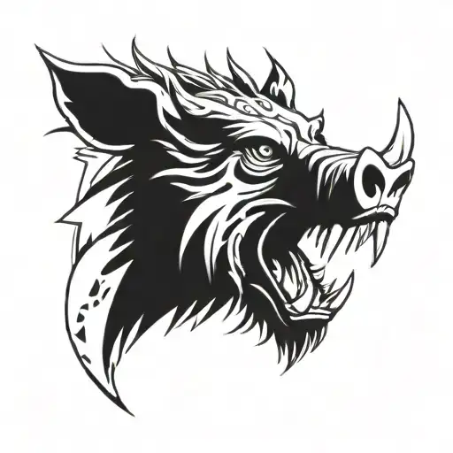 Angry Celtic Boar Head Tongue