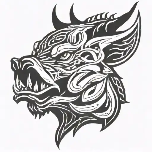 Angry Celtic Boar Head Tongue