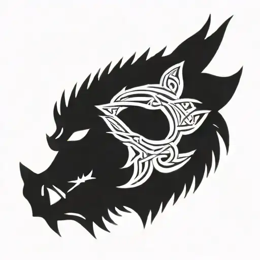 Angry Celtic Boar Head Tongue