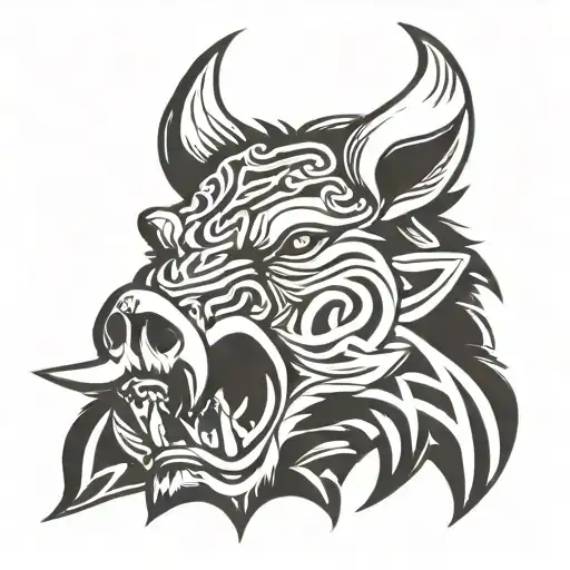 Angry Celtic Boar Head Tongue