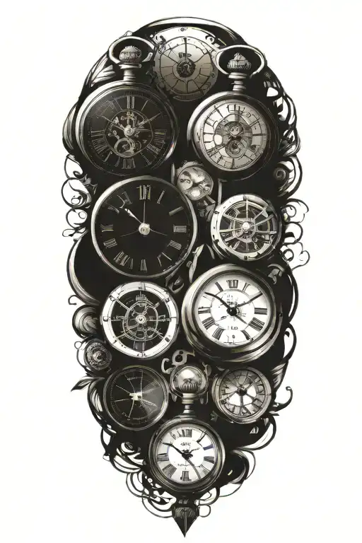 5 Pocket Watches Merging Together