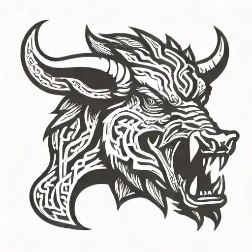 Angry Celtic Boar Head Tongue