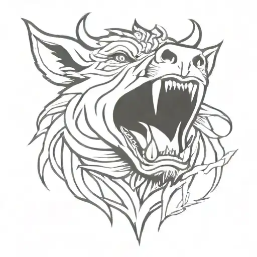 Angry Celtic Boar Head Tongue