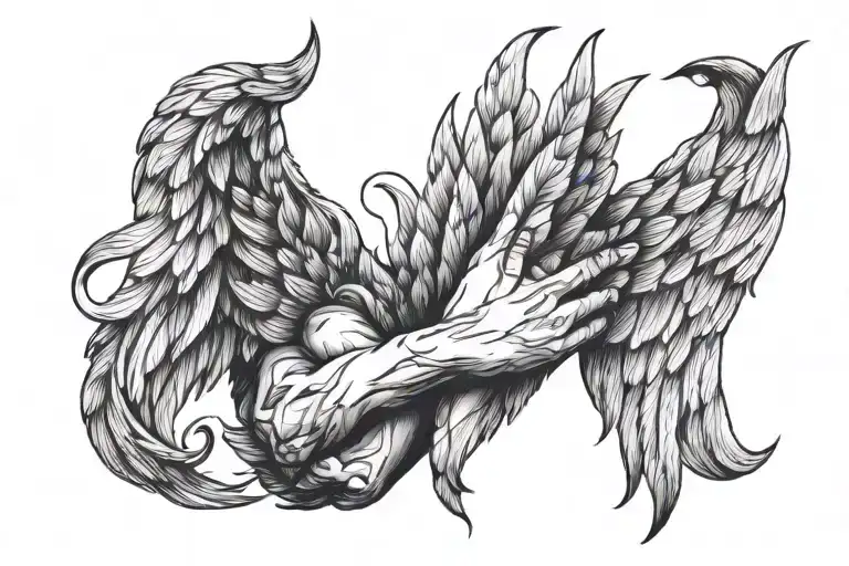 Angel Wings With Hand In The Center