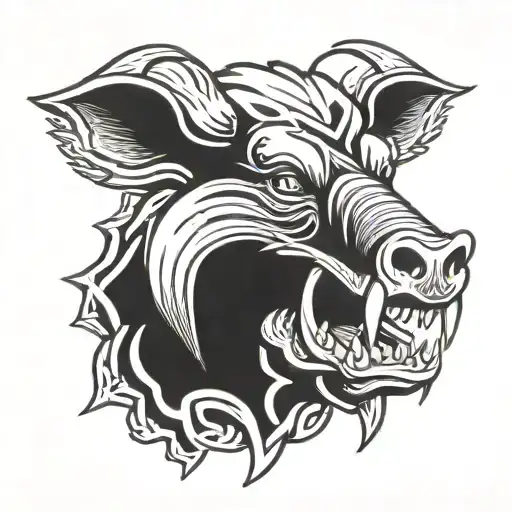 Angry Irish Celtic Boar Head Tongue