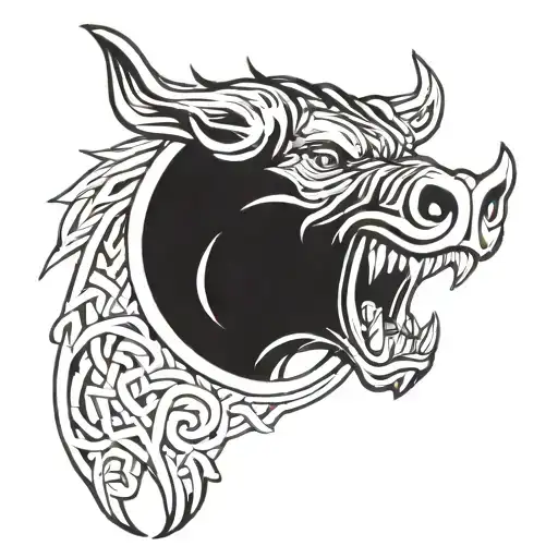 Angry Irish Celtic Boar Head Tongue