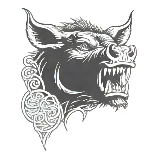 Angry Irish Celtic Boar Head Tongue