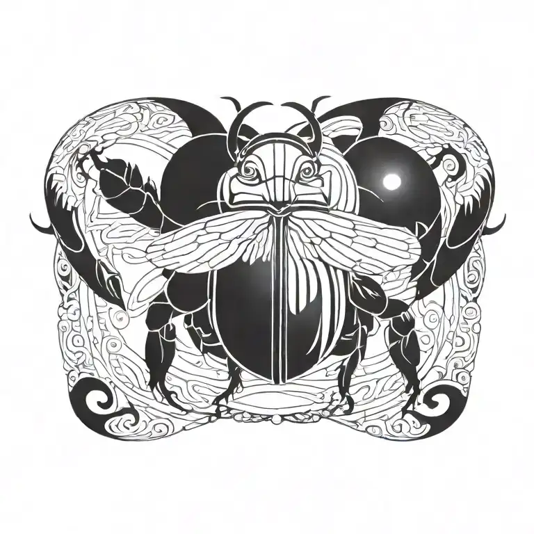 Scarab Beetle With Toa Initials Intertwined