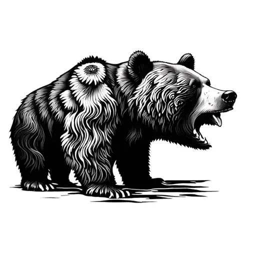 Fusion Of Bear And Pacific Islander Tattoo Style