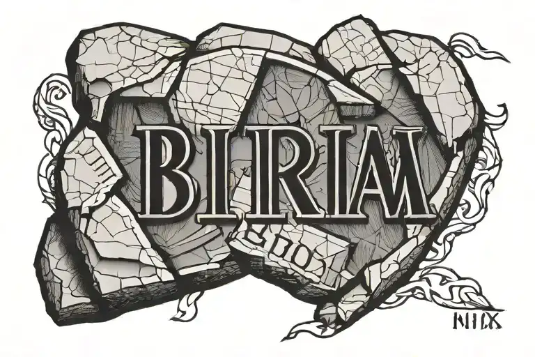 Large Stone With 2 Roman Numeral Birthdays Carved Into It