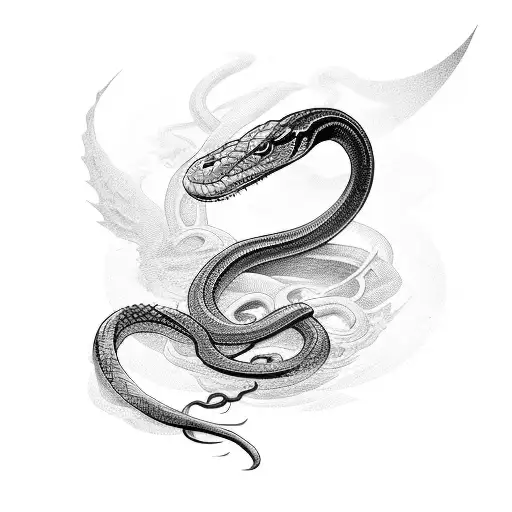 Snake Spiraling Up A Sword