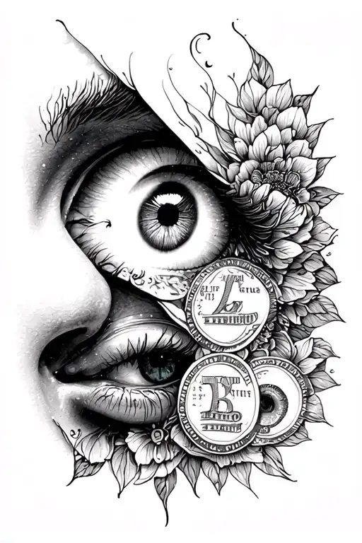 Eye Of Mother And Life With Money Tattoo