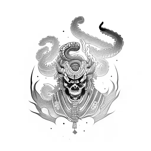 Samurai Skull Oni Snake