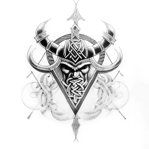 A Viking Group Of Six Praying To Odin