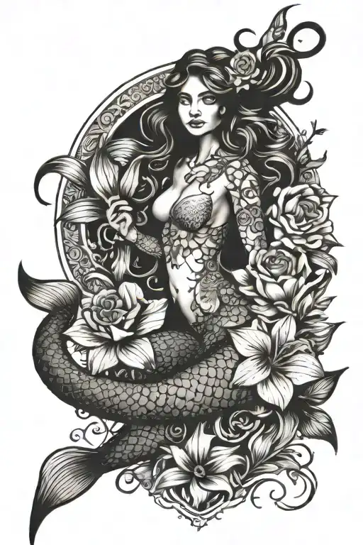 Mermaid With Flowers