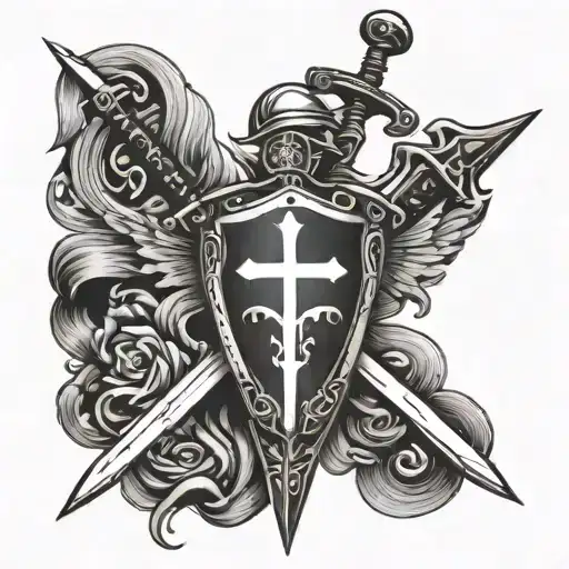 I Am Love And I Am War Sword Shield Cross