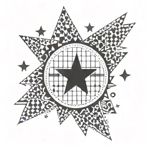 Checker Background With A Star With Emoji Inside Part Of The Arm Sleeve