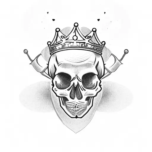 Skull With Barber Wire And A Crown