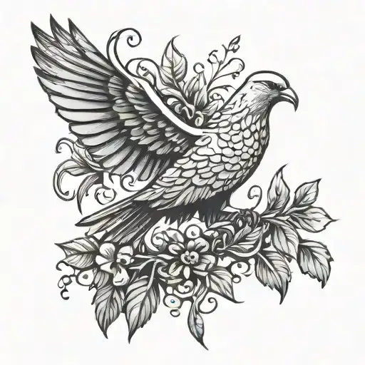 Dove With Laurel Branch And Eagle Soaring