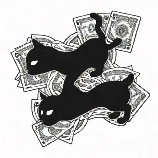 Cat Gambler Money Lotto Tattoo